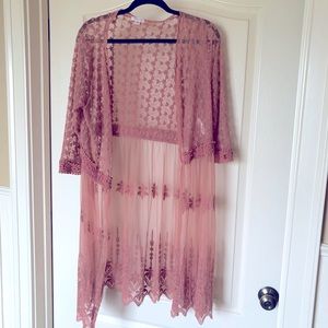 💗3 for $20💗 xhilartion Peach Lace Duster sz XL